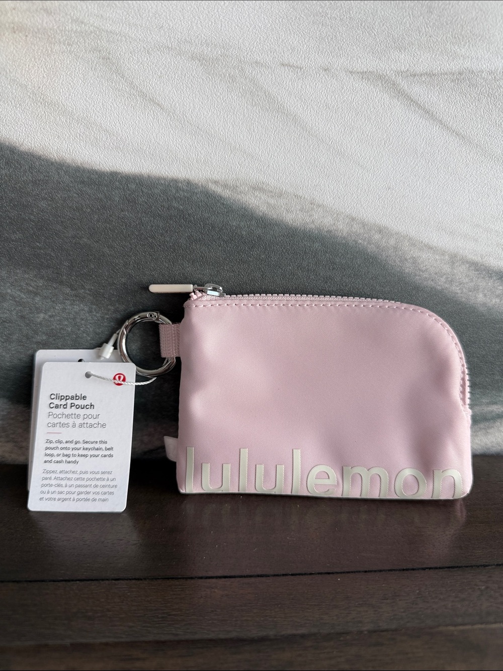 Lululemon Clippable Card Pouch Flush Pink / White Opal NWT 🩷🤍✨